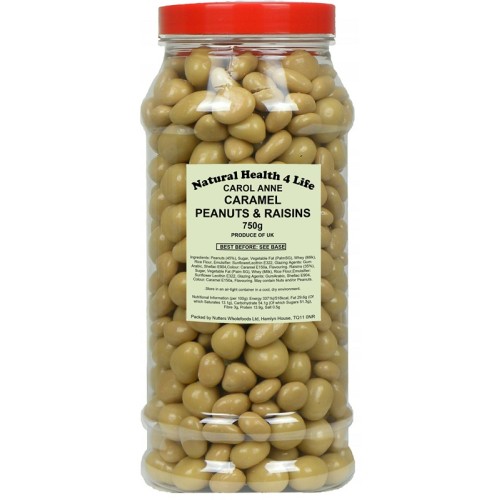 Carol Anne Caramel Peanuts & Raisins 750g in Gift Jar